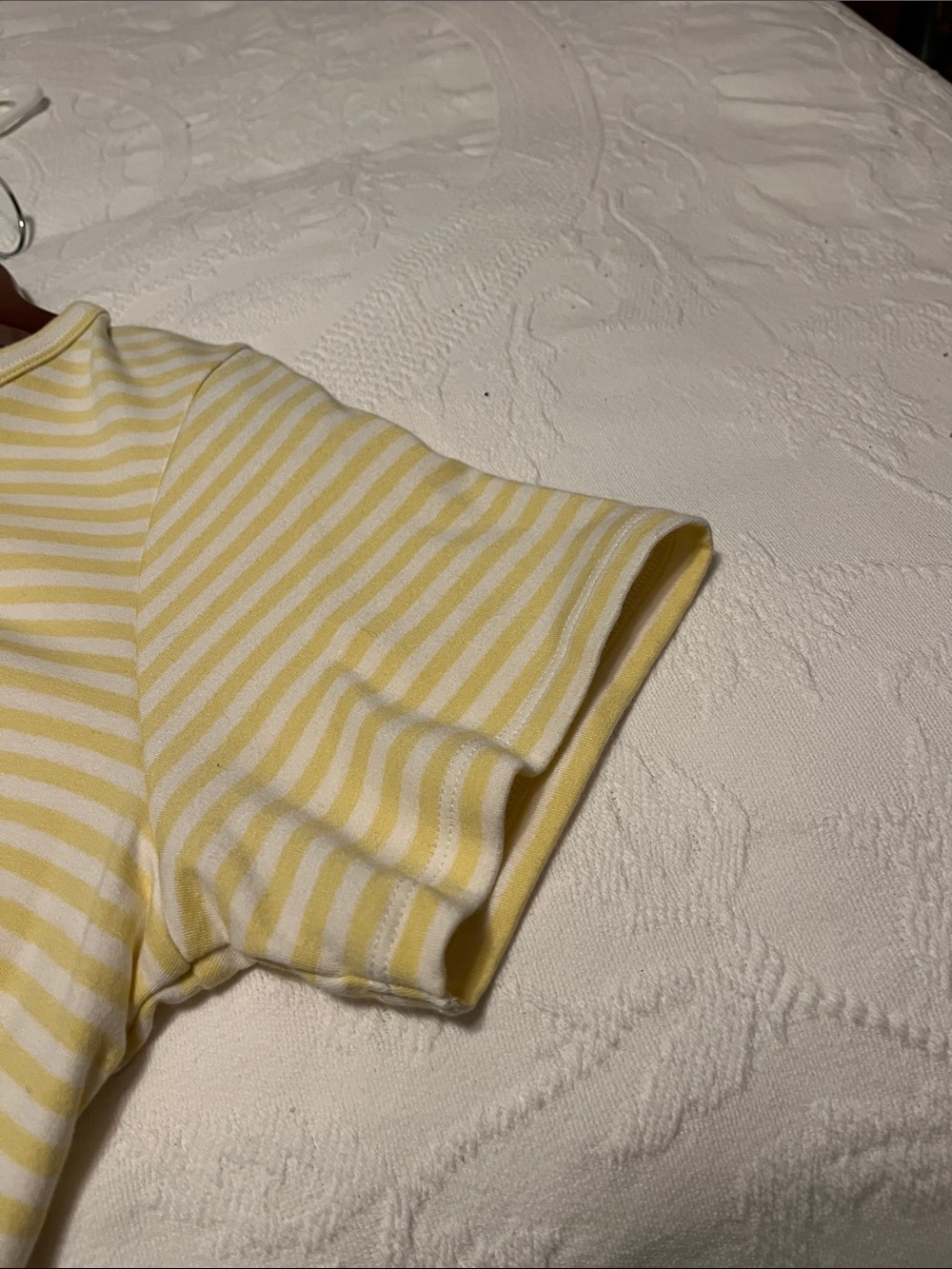 Orvis cotton yellow and white stripe T size XL - Picture 5 of 5